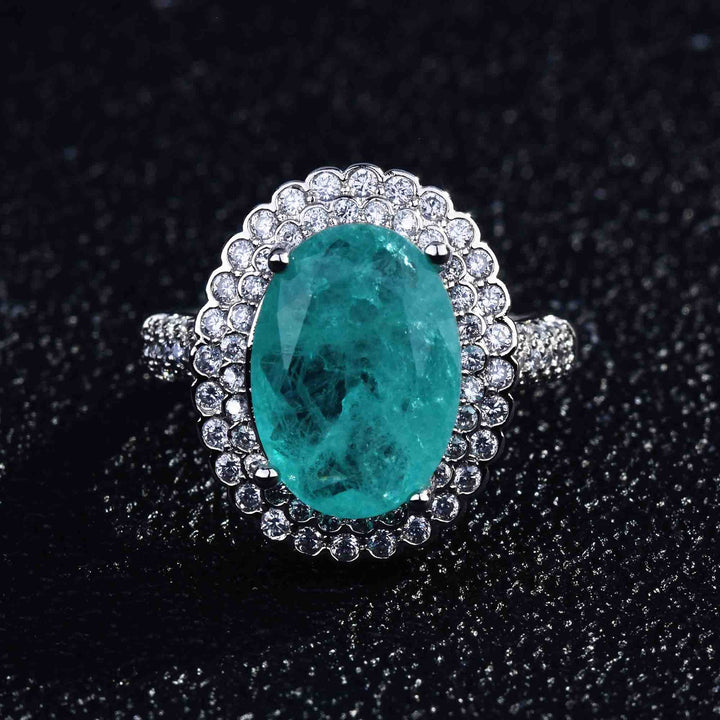 Olivenorma Various Paraiba Tourmaline Simulated Diamond Adjustable Ring - Double Row Diamonds & Inlaid Ring - image 4