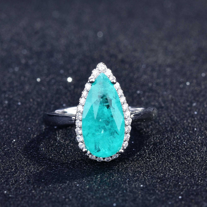 Olivenorma Various Paraiba Tourmaline Simulated Diamond Adjustable Ring - Water Drop Paraiba Tourmaline - image 20