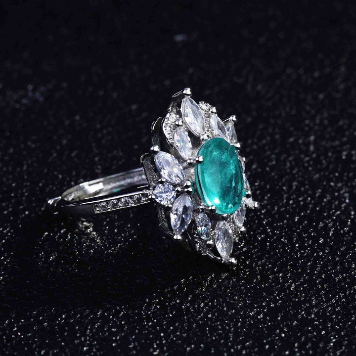 Olivenorma Various Paraiba Tourmaline Simulated Diamond Adjustable Ring - image 3