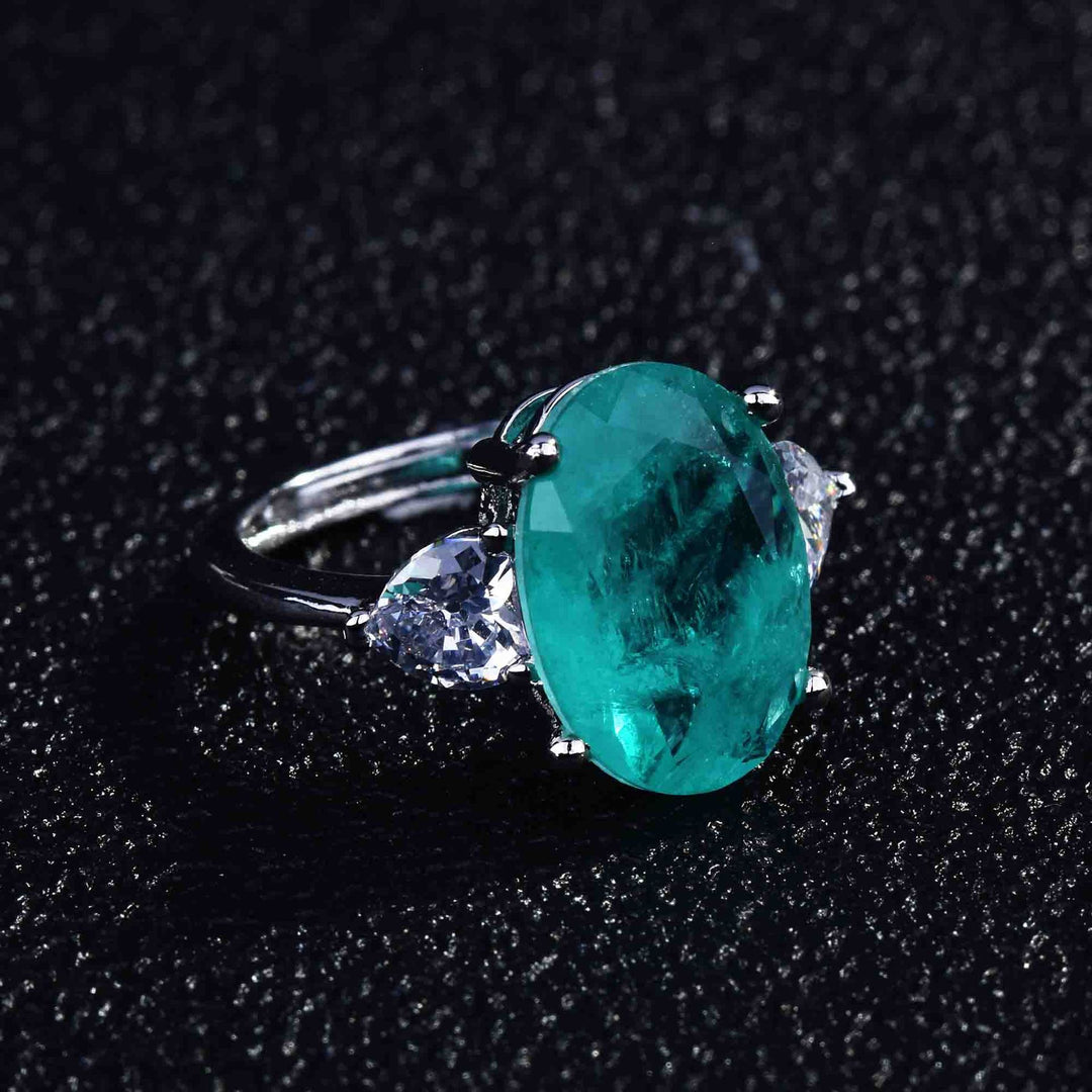 Olivenorma Various Paraiba Tourmaline Simulated Diamond Adjustable Ring - image 12