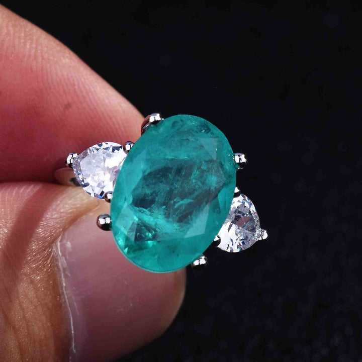 Olivenorma Various Paraiba Tourmaline Simulated Diamond Adjustable Ring - image 10