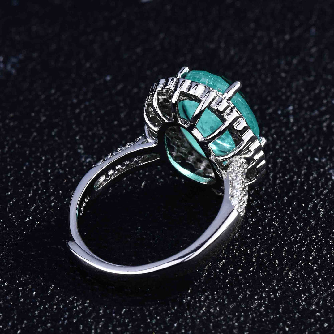 Olivenorma Various Paraiba Tourmaline Simulated Diamond Adjustable Ring - image 8
