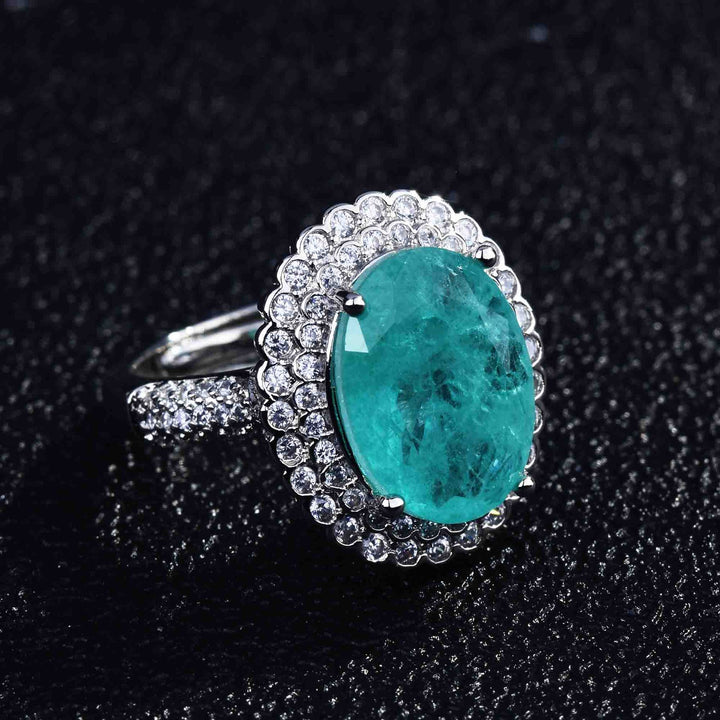 Olivenorma Various Paraiba Tourmaline Simulated Diamond Adjustable Ring - image 7