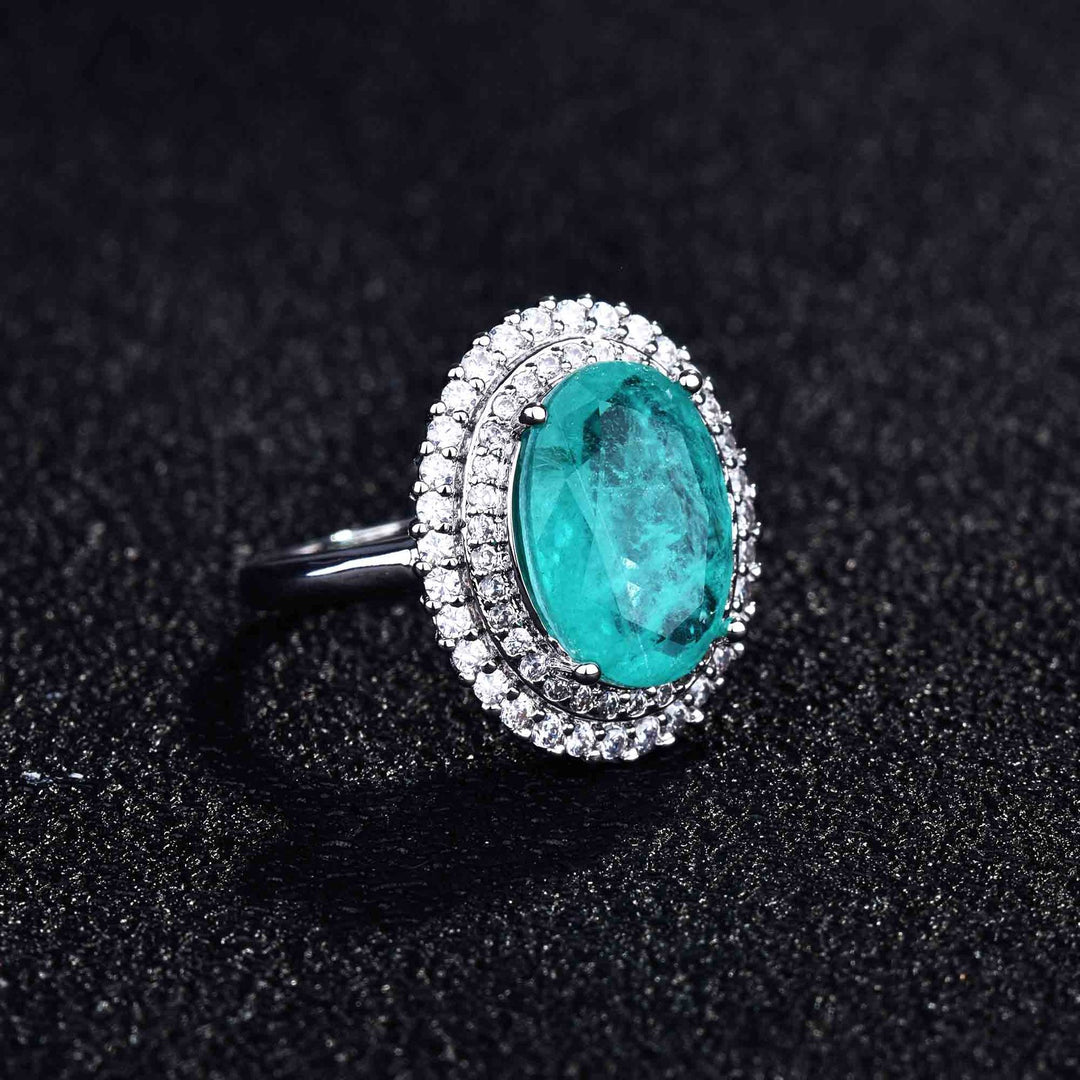 Olivenorma Various Paraiba Tourmaline Simulated Diamond Adjustable Ring - image 16
