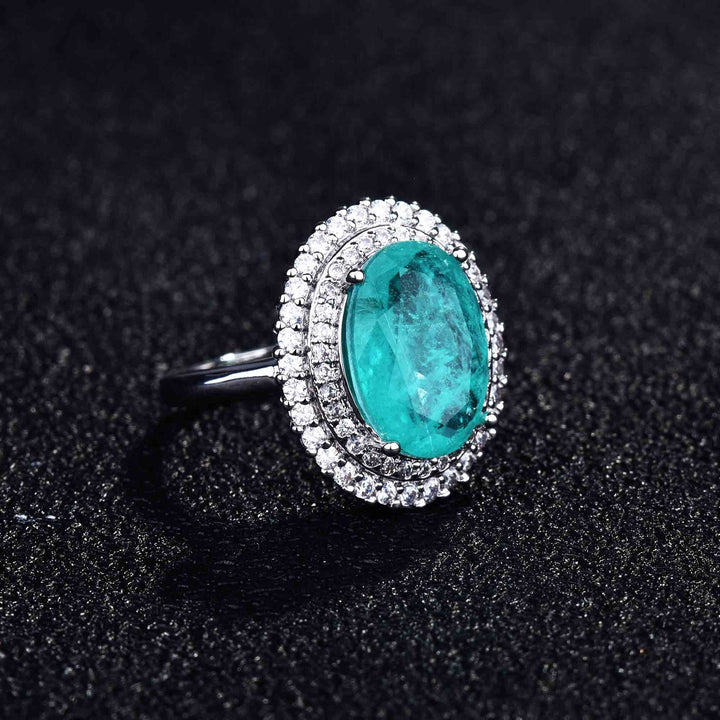 Olivenorma Various Paraiba Tourmaline Simulated Diamond Adjustable Ring - image 16