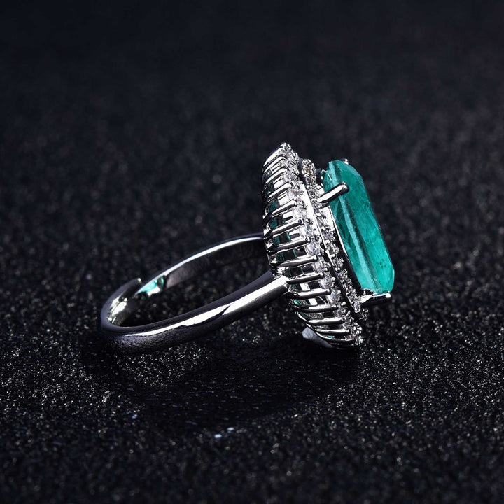 Olivenorma Various Paraiba Tourmaline Simulated Diamond Adjustable Ring - image 19