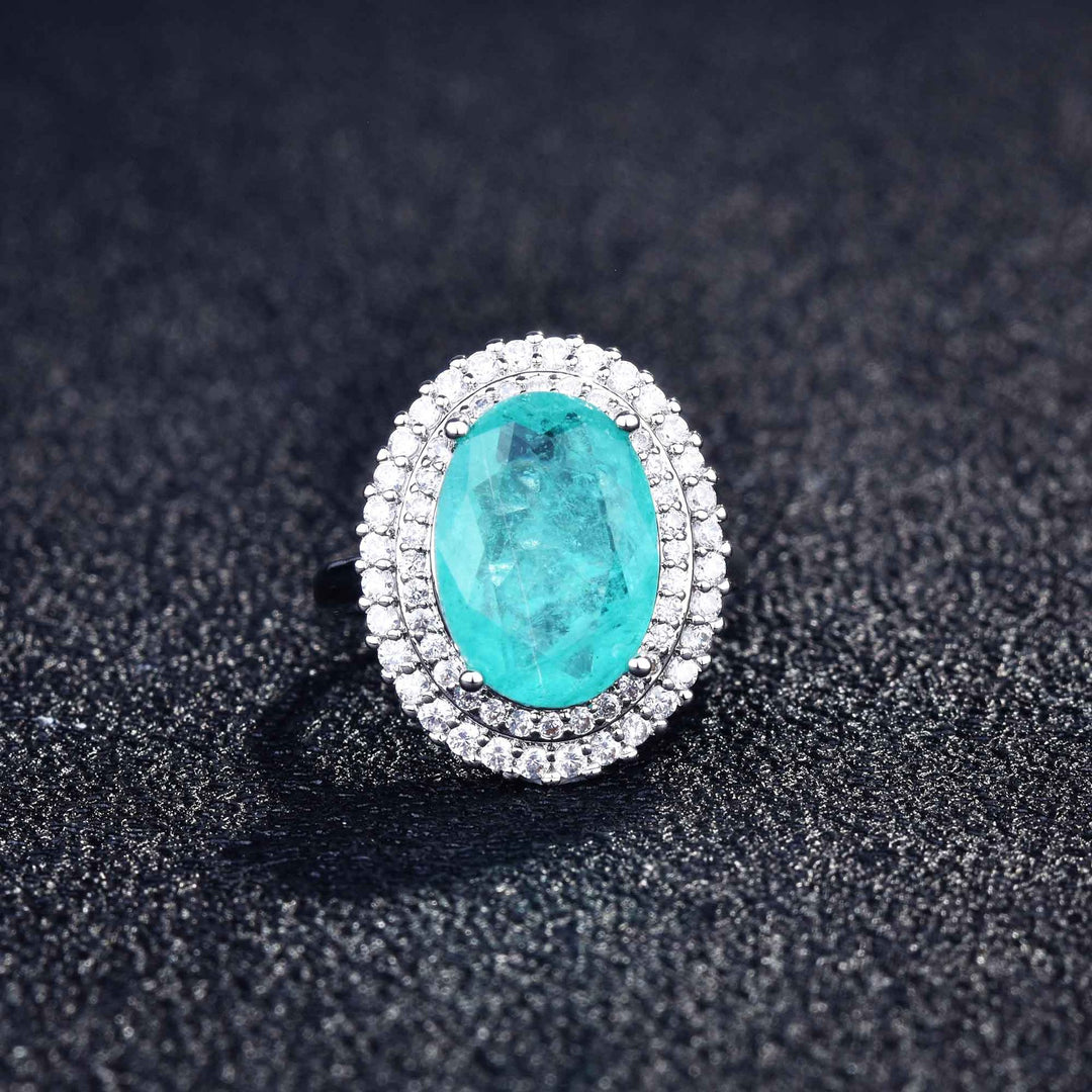 Olivenorma Various Paraiba Tourmaline Simulated Diamond Adjustable Ring - image 18
