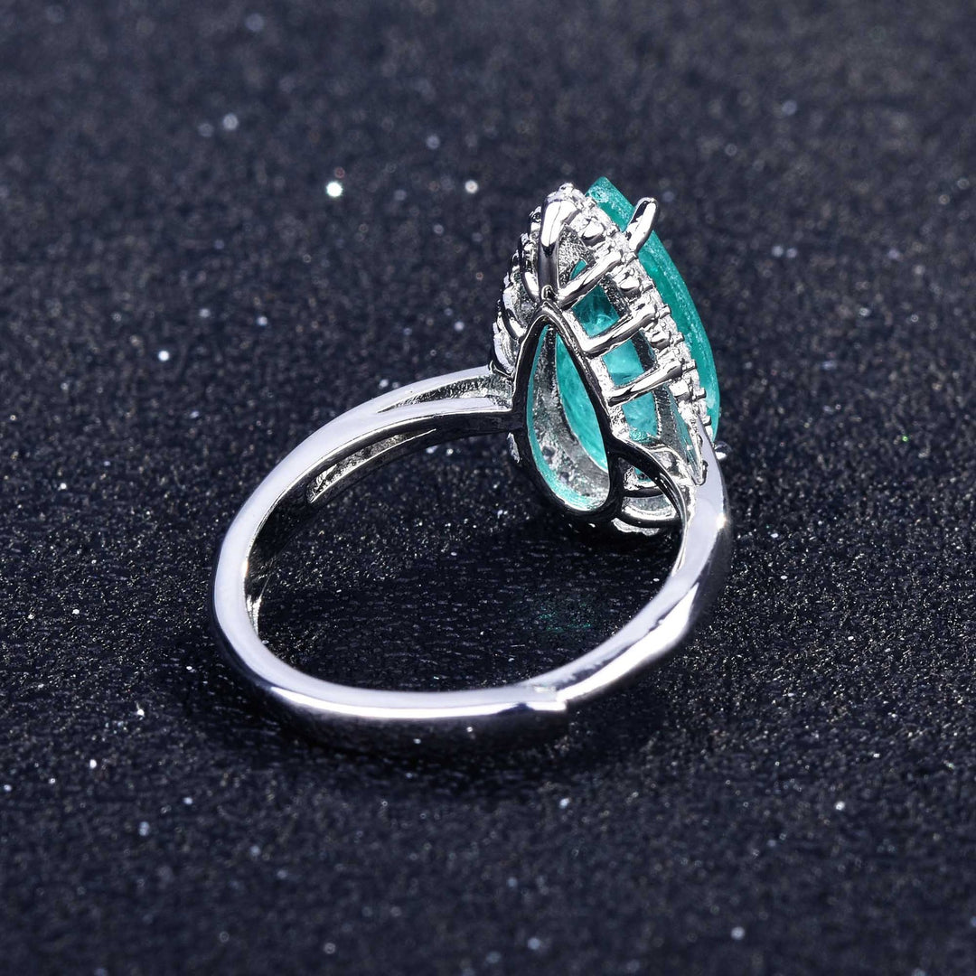 Olivenorma Various Paraiba Tourmaline Simulated Diamond Adjustable Ring - image 24