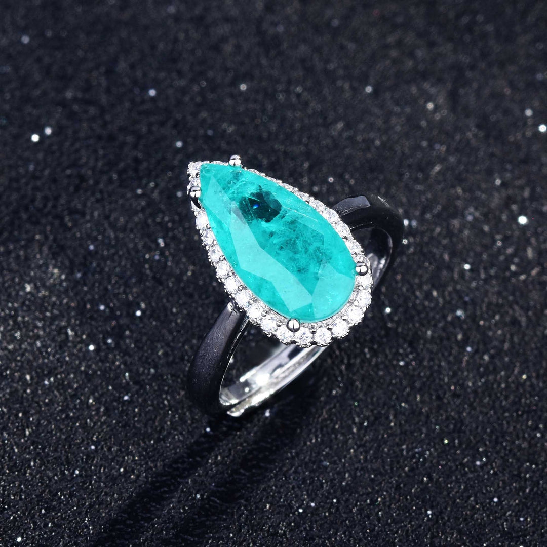 Olivenorma Various Paraiba Tourmaline Simulated Diamond Adjustable Ring - image 22
