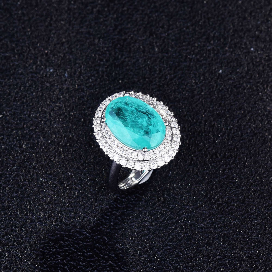 Olivenorma Various Paraiba Tourmaline Simulated Diamond Adjustable Ring - image 17