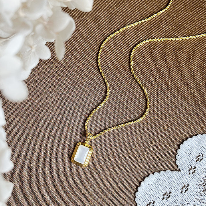 Olivenorma Rectangular Picture Frame Nacre Twist Chain Necklace - image 2