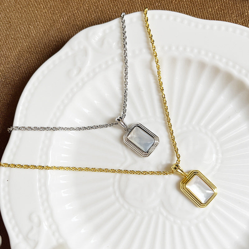 Olivenorma Rectangular Picture Frame Nacre Twist Chain Necklace - image 0