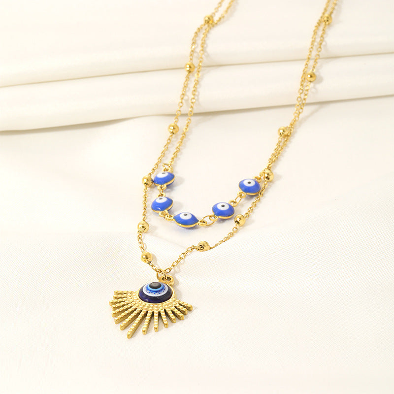 Olivenorma Blue Glue Evil Eye Double Layer Necklace - image 6