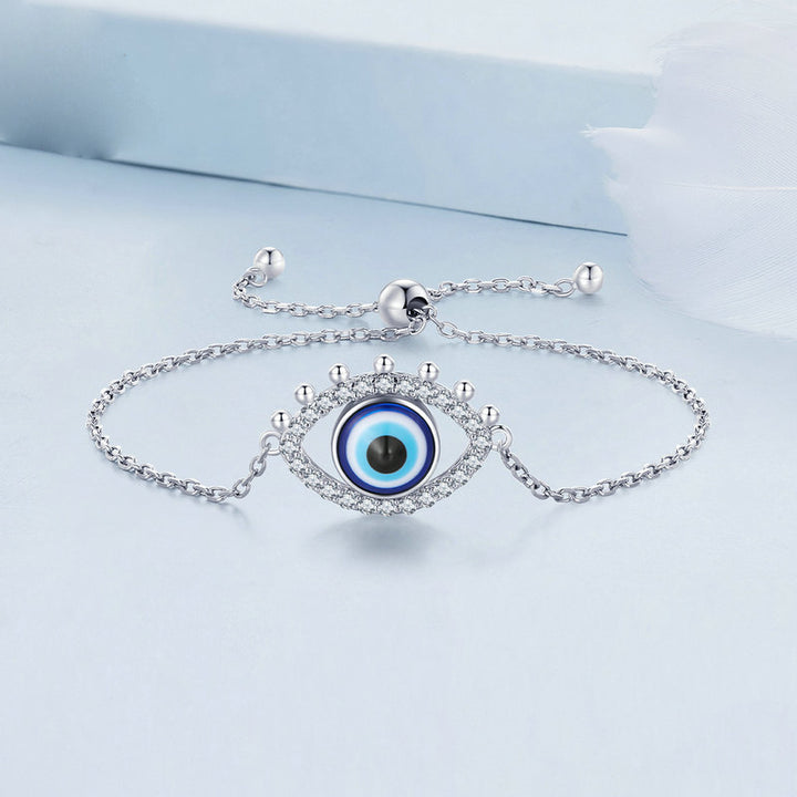 Olivenorma S925 Sterling Silver Evil Eye White Zircon Bracelet - Evil Eye - image 0