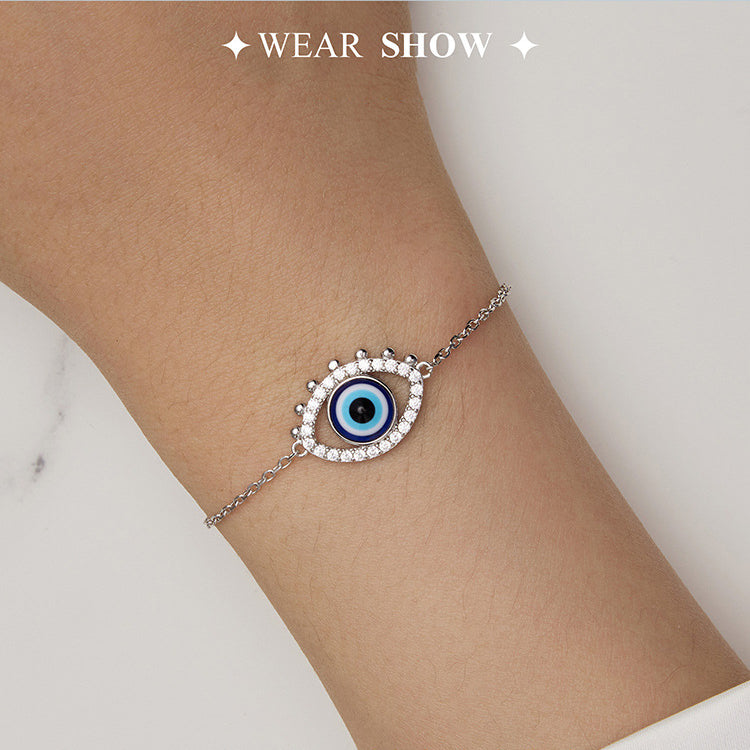 Olivenorma S925 Sterling Silver Evil Eye White Zircon Bracelet - image 2