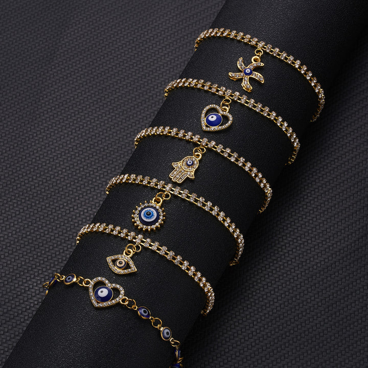 Olivenorma Alloy Evil Eye Double Layer Full Diamond Bracelet - image 11