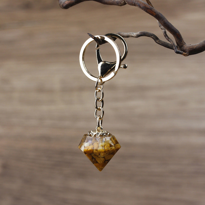 Olivenorma Natural Crystal Gravel Orgone Keychain - Burmese Yellow Jade - image 1