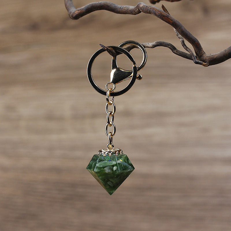 Olivenorma Natural Crystal Gravel Orgone Keychain - Green Jasper - image 2