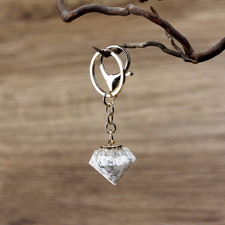 Olivenorma Natural Crystal Gravel Orgone Keychain - White Turquoise - image 7