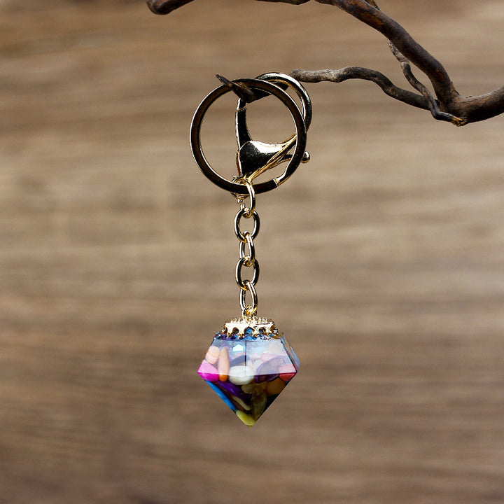 Olivenorma Natural Crystal Gravel Orgone Keychain - Colorful Shells - image 16