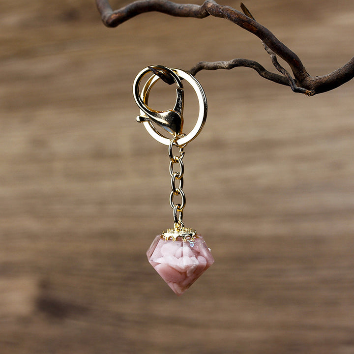 Olivenorma Natural Crystal Gravel Orgone Keychain - Pink Opal - image 17
