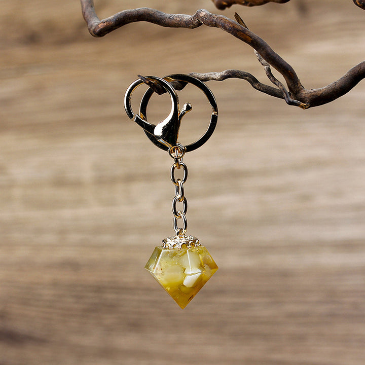 Olivenorma Natural Crystal Gravel Orgone Keychain - Yellow Agate - image 23