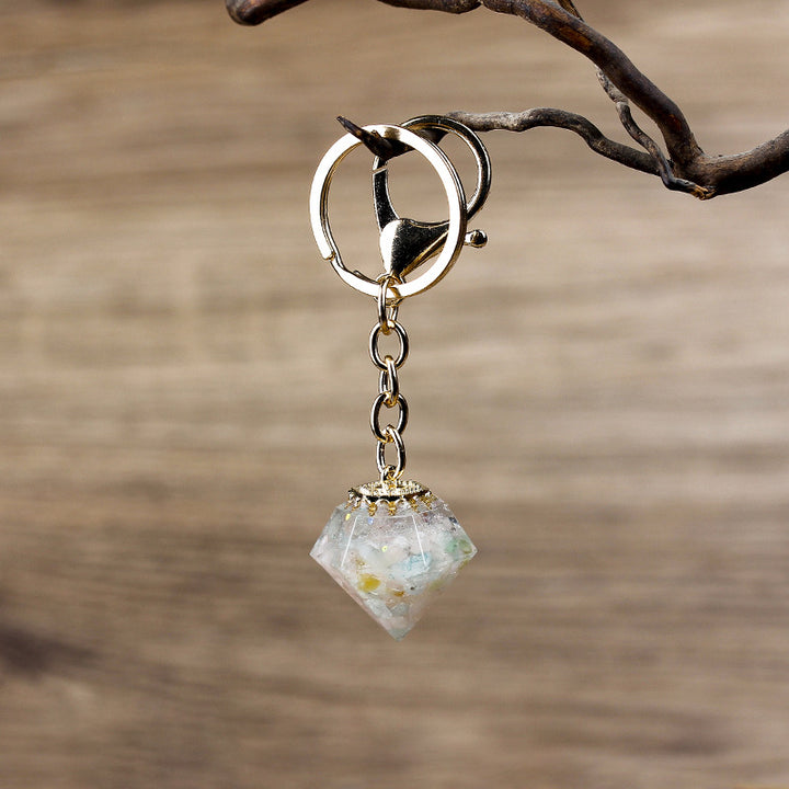 Olivenorma Natural Crystal Gravel Orgone Keychain - Morganite - image 31