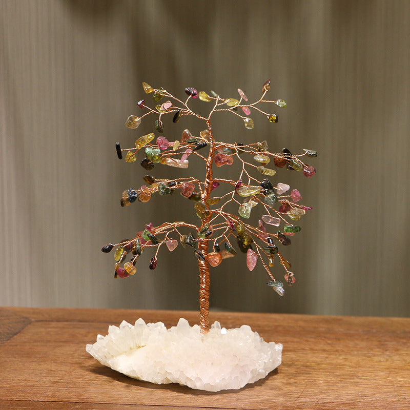 Olivenorma Tourmaline Gravel Clear Crystal Base Feng Shui Tree - image 1