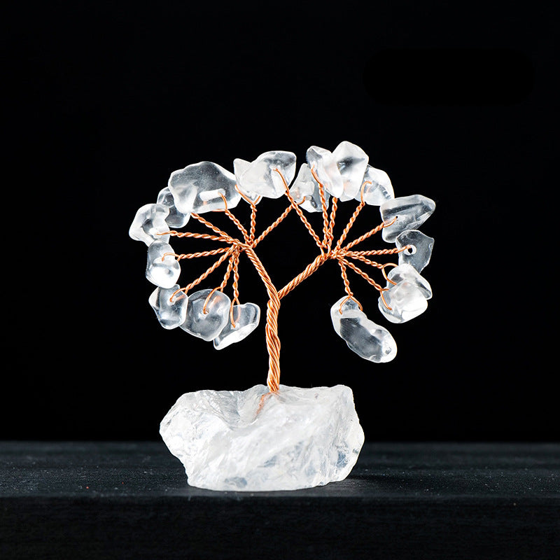 Olivenorma Natural Colorful Crystal Gravel Feng Shui Tree - Clear Crystal - image 1