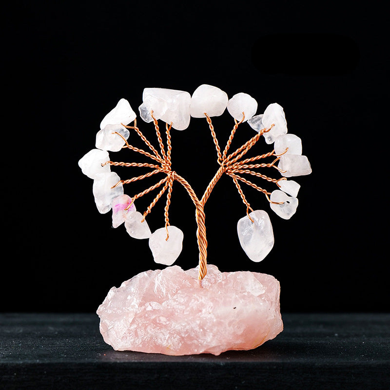 Olivenorma Natural Colorful Crystal Gravel Feng Shui Tree - Rose Quartz - image 3