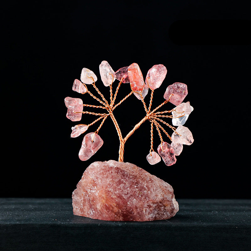 Olivenorma Natural Colorful Crystal Gravel Feng Shui Tree - Strawberry Quartz - image 5