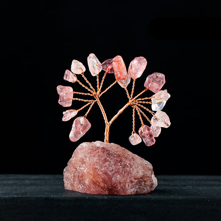 Olivenorma Natural Colorful Crystal Gravel Feng Shui Tree - Strawberry Quartz - image 5