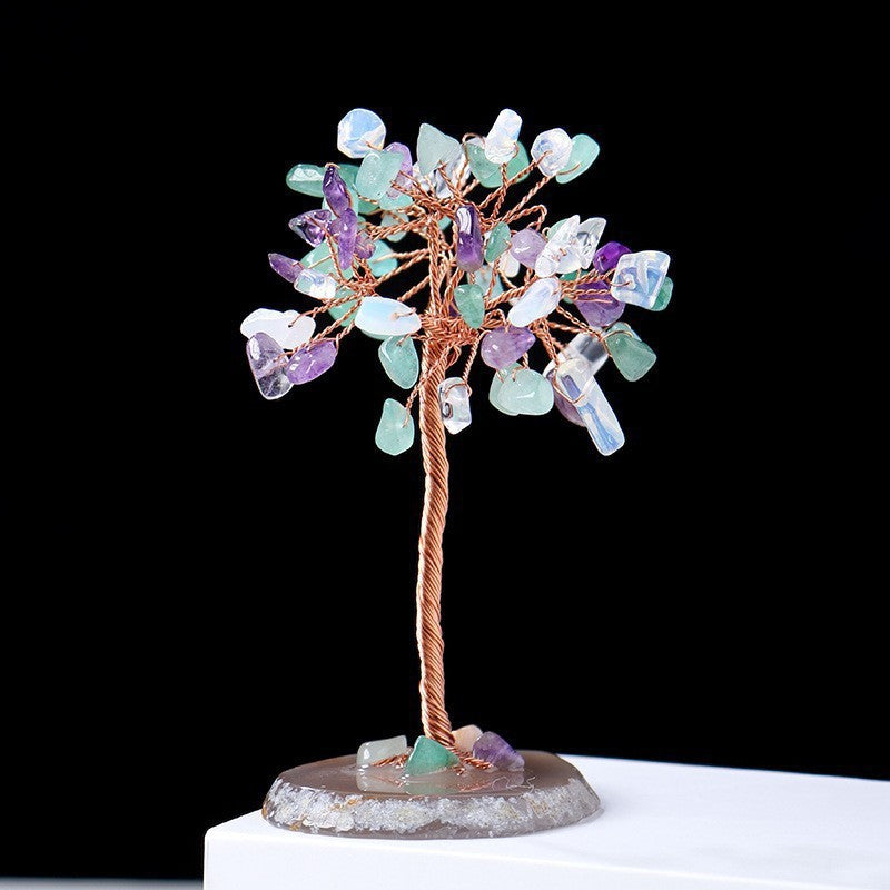 Olivenorma Natural Colorful Crystal Gravel Feng Shui Tree - Green Aventurine&Aquamarine&Clear Crystal&Agate - image 22