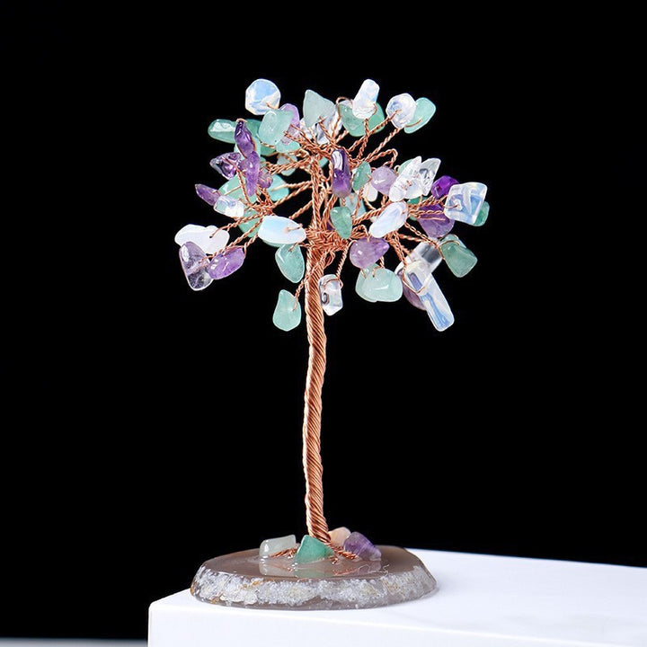 Olivenorma Natural Colorful Crystal Gravel Feng Shui Tree - Green Aventurine&Aquamarine&Clear Crystal&Agate - image 22