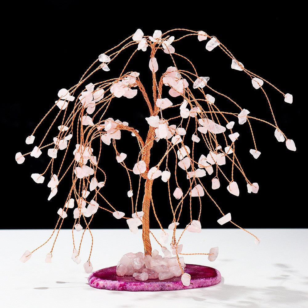 Olivenorma Natural Colorful Crystal Gravel Feng Shui Tree - Rose Quartz Tree - image 28