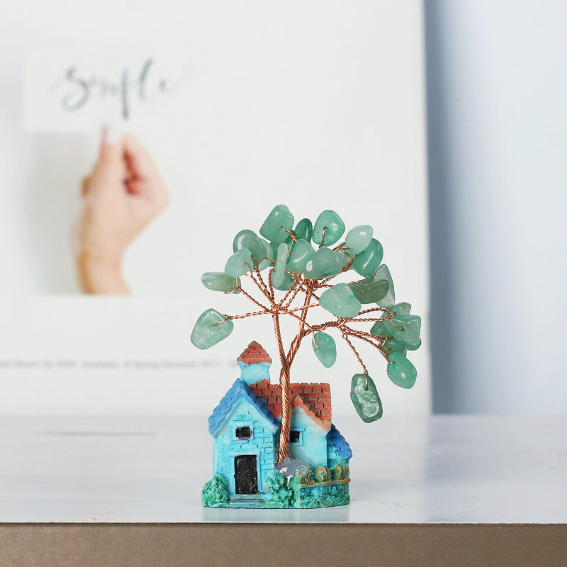 Olivenorma Mini Blue Castle Crystal Gravel Ornaments Feng Shui Tree - Green Aventurine - image 7