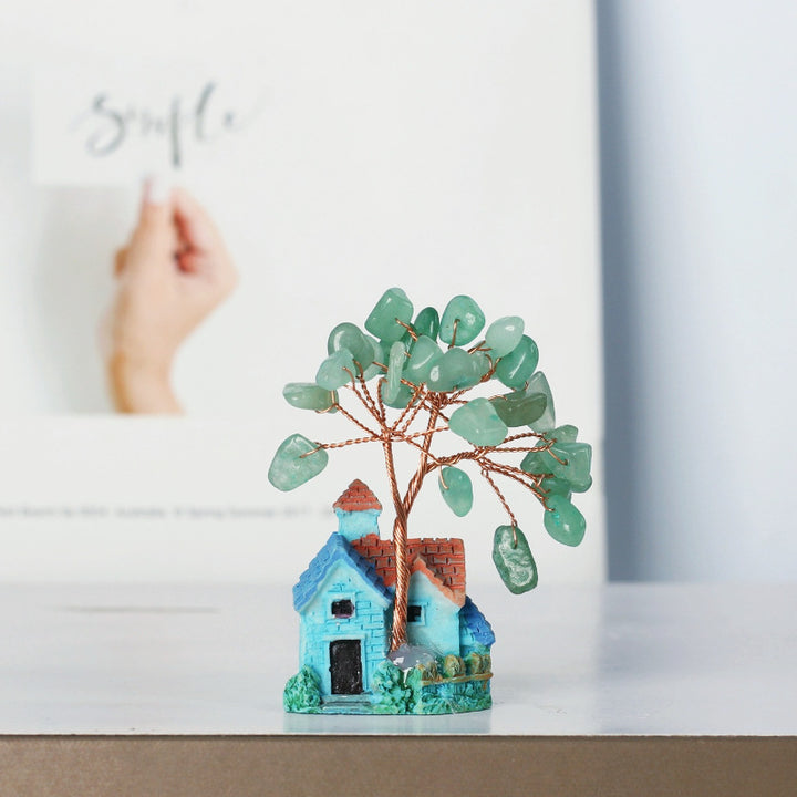 Olivenorma Mini Blue Castle Crystal Gravel Ornaments Feng Shui Tree - Green Aventurine - image 7