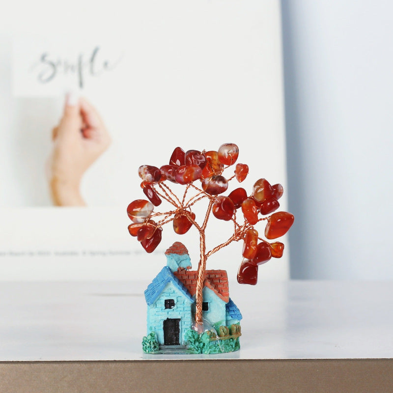 Olivenorma Mini Blue Castle Crystal Gravel Ornaments Feng Shui Tree - Red Agate - image 9
