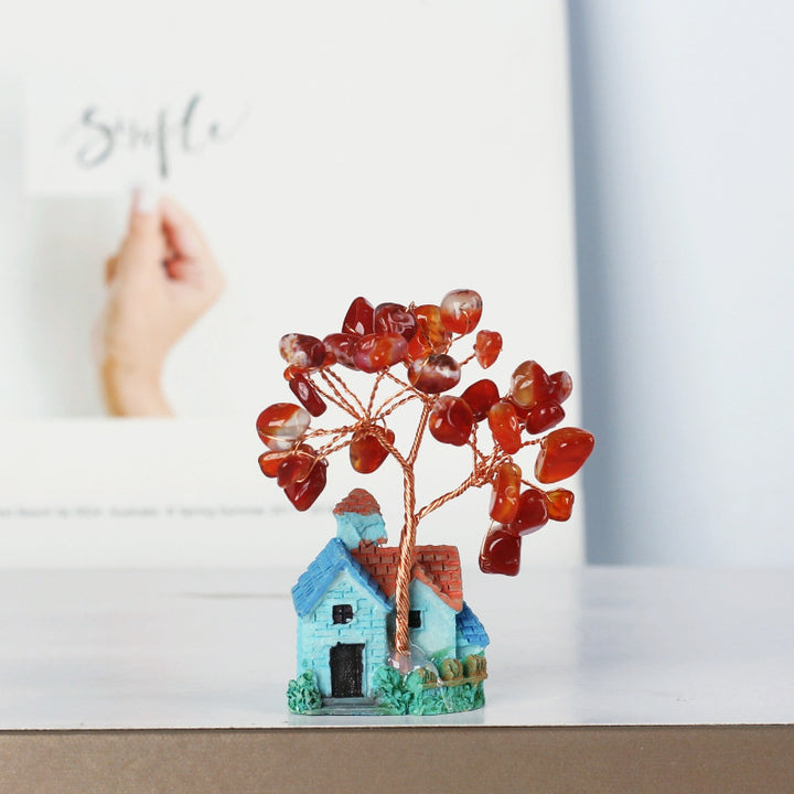 Olivenorma Mini Blue Castle Crystal Gravel Ornaments Feng Shui Tree - Red Agate - image 9