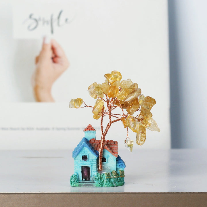 Olivenorma Mini Blue Castle Crystal Gravel Ornaments Feng Shui Tree - Citrine - image 1