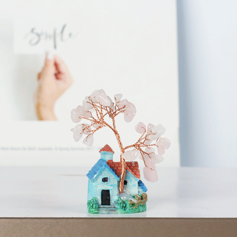 Olivenorma Mini Blue Castle Crystal Gravel Ornaments Feng Shui Tree - Rose Quartz - image 3