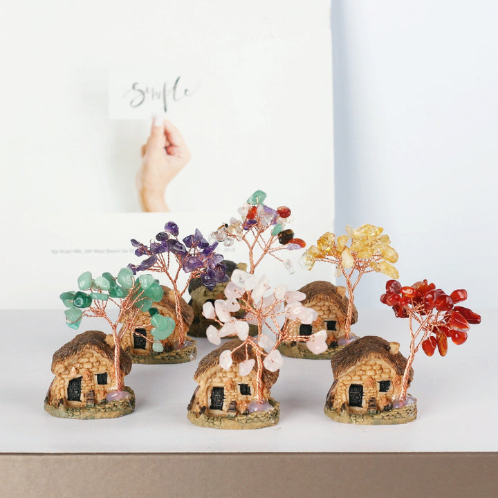 Olivenorma Mini Antique House Crystal Gravel Ornaments Feng Shui Tree - image 0