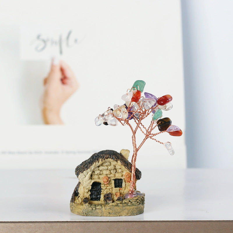 Olivenorma Mini Antique House Crystal Gravel Ornaments Feng Shui Tree - Chakra - image 11
