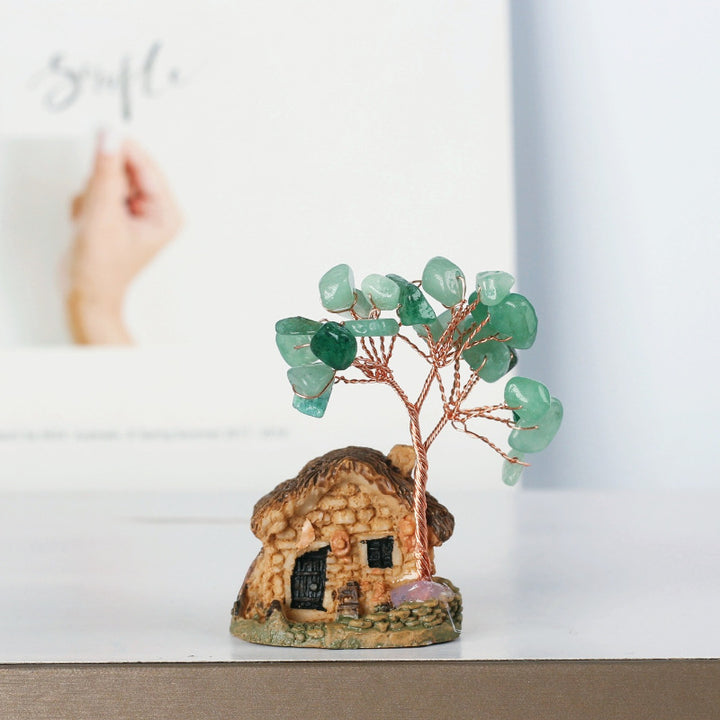 Olivenorma Mini Antique House Crystal Gravel Ornaments Feng Shui Tree - Green Aventurine - image 9