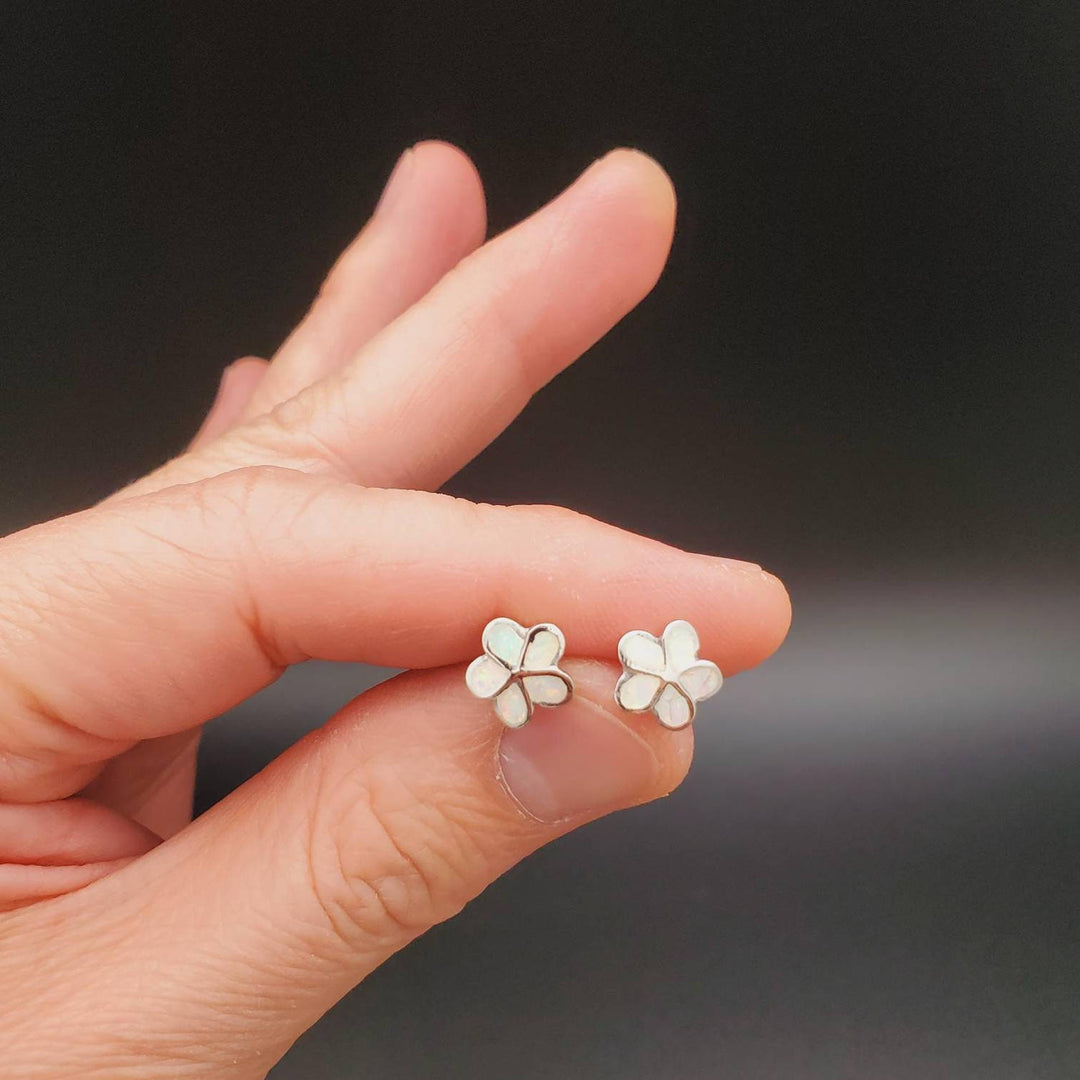 Olivenorma Opal Plumeria Earrings - White Opal - image 5