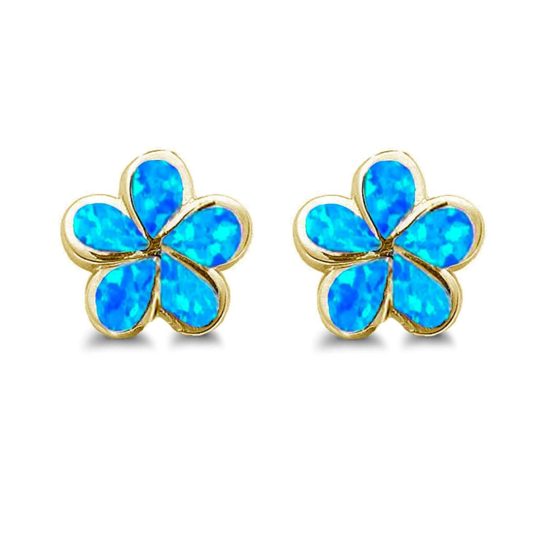 Olivenorma Opal Plumeria Earrings - Blue Opal&Golden - image 4