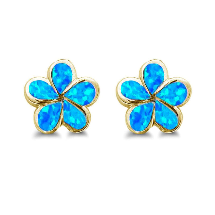 Olivenorma Opal Plumeria Earrings - Blue Opal&Golden - image 4
