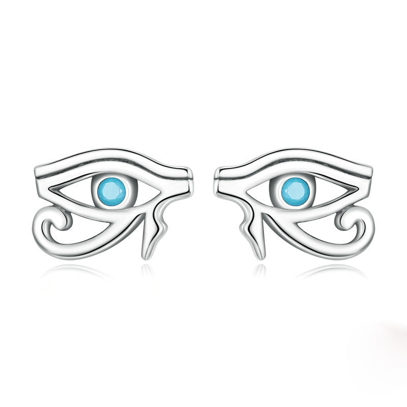 Olivenorma Sterling Silver S925 Turquoise Eye Of Horus Earrings - image 5