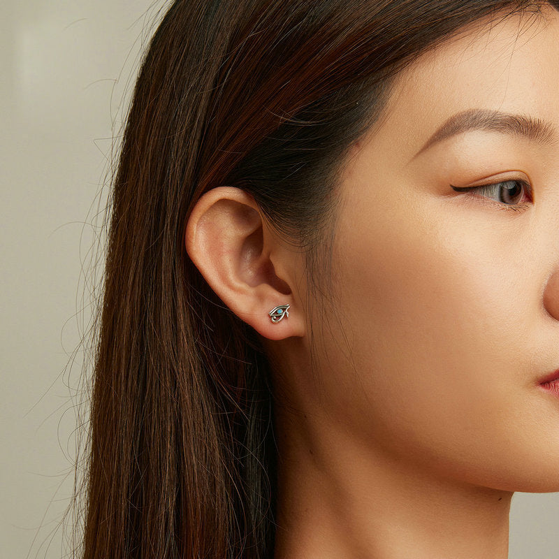 Olivenorma Sterling Silver S925 Turquoise Eye Of Horus Earrings - image 2