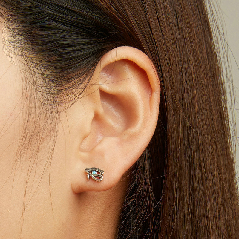 Olivenorma Sterling Silver S925 Turquoise Eye Of Horus Earrings - image 1
